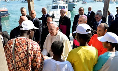 PopeGreetsAfricansLampedusa1