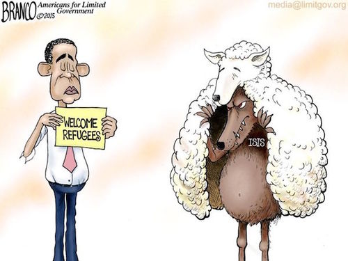 CartoonRefugeeWolfSheepClothingObama