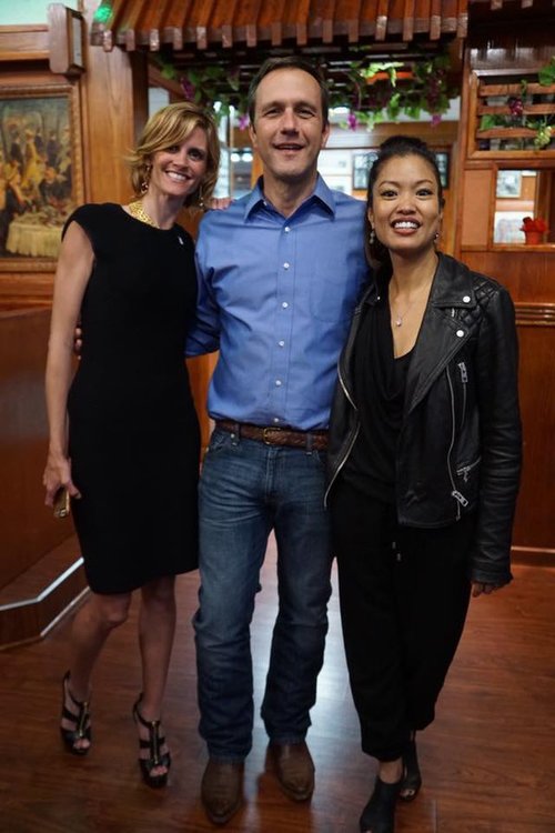 Sara Blackwell, Paul Nehlen and Michelle Malkin at the Memorial for American Workers event last night outside the Abbott Labs facility.