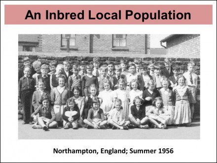 Here, for example, is an inbred local population from England half a century ago: my school.