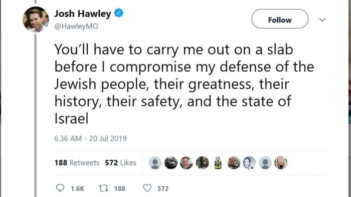 You’ll have to carry me out on a slab before I compromise my defense of the Jewish people, their greatness, their history, their safety, and the state of Israel