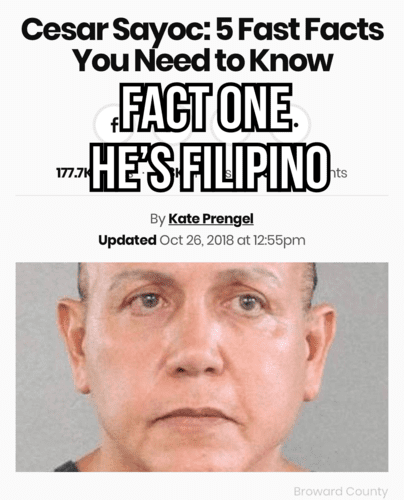 Filipino Named Cesar Sayoc Arrested For Pipe Bombs; Also Claimed Native American Ancestry